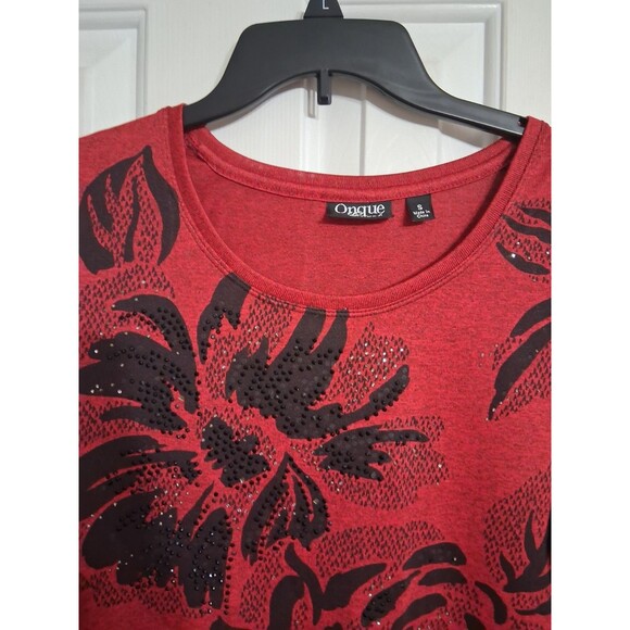 Women's Onque Casual 3/4 Sleeve Red Studded Top Blouse Size S - Picture 3 of 7